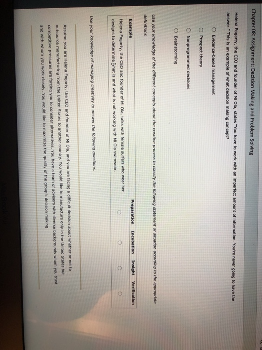 Chapter 08: Assignment: Decision Making and