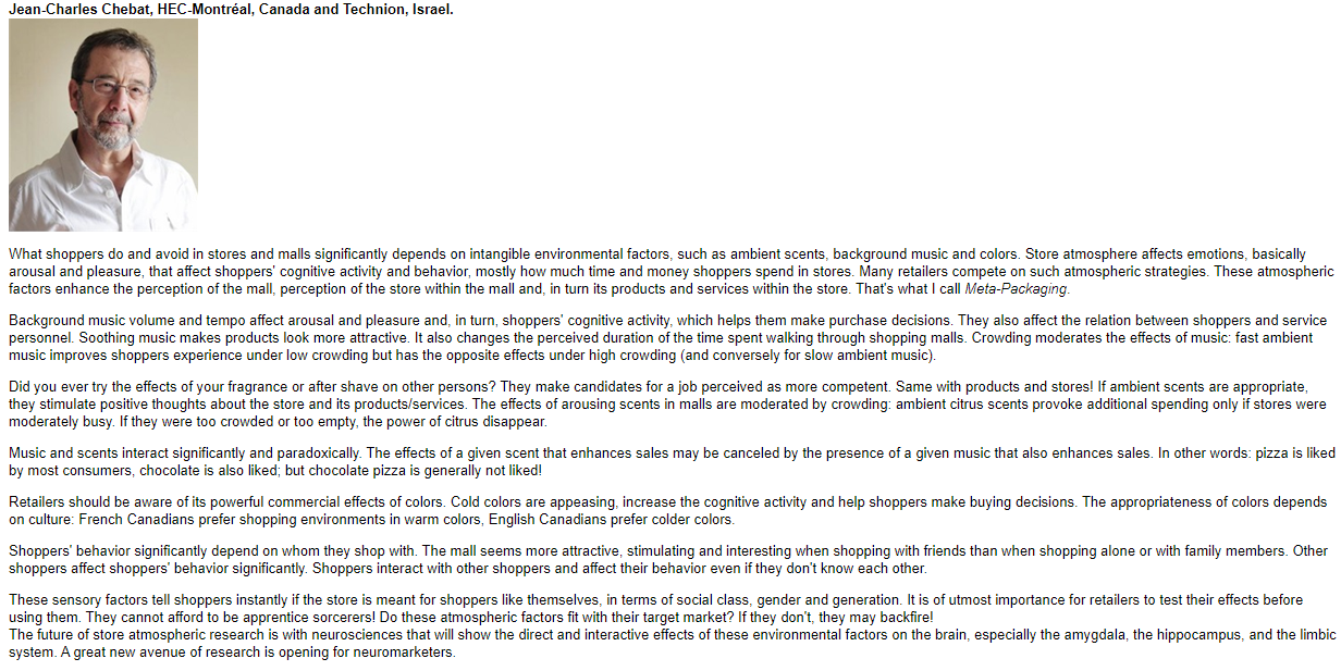 Dr. Chebat is mostly explaining about intangible