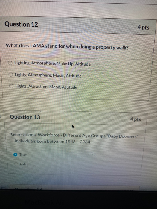 12 13 Question 12 4 pts What does LAMA stand for