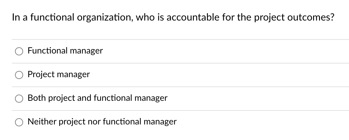 \ help mee In a functional organization, who is