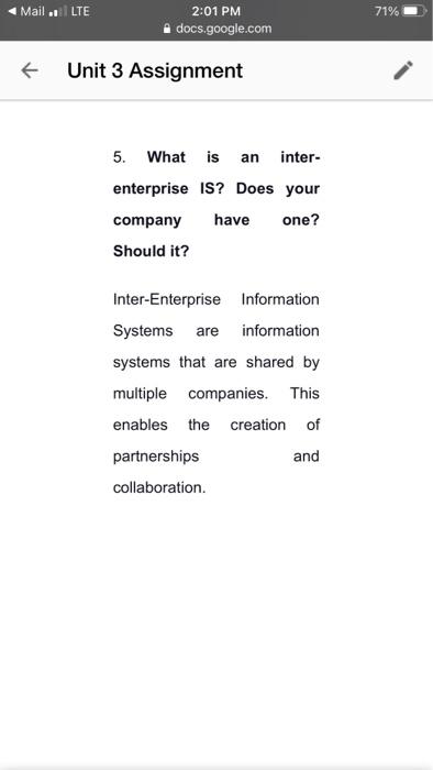 please answer Mail ... LTE 71% 2:01 PM