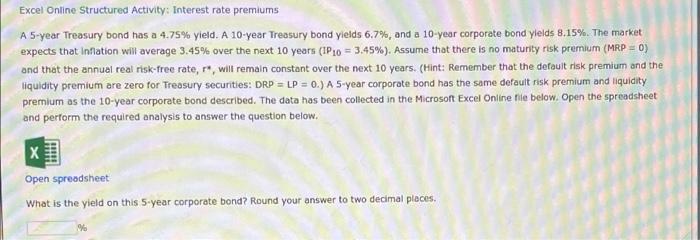 Excel Online Structured Activity: Interest rate