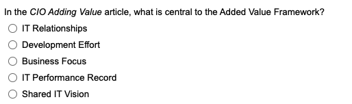 In the CIO Adding Value article, what is central