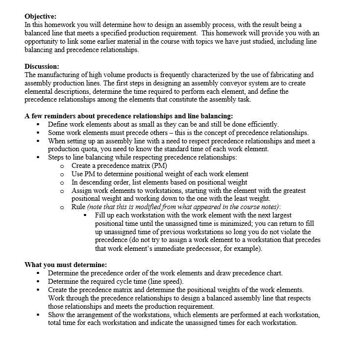 Objective: In this homework you will determine