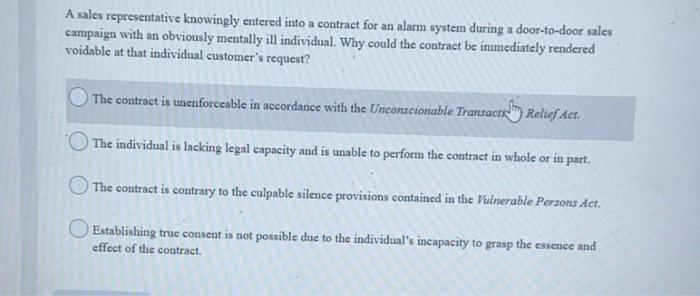 A sales representative knowingly entered into a