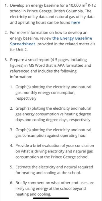 1. Develop an energy baseline for a 10,000 m2