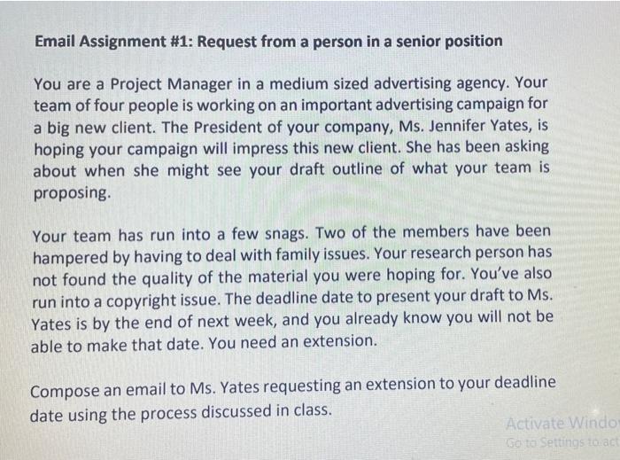 Email Assignment #1: Request from a person in a