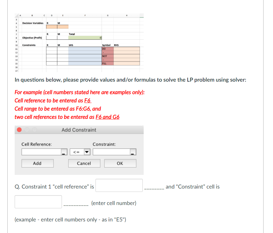 Using the information from the spreadsheet