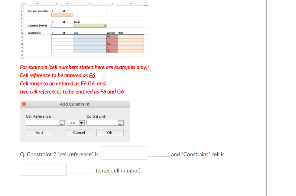 Using the information from the spreadsheet