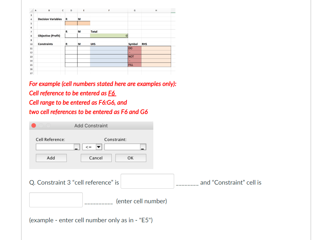 Using the information from the spreadsheet