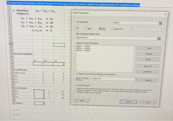 LLLLL LLLS The Excel Solver Parameters window