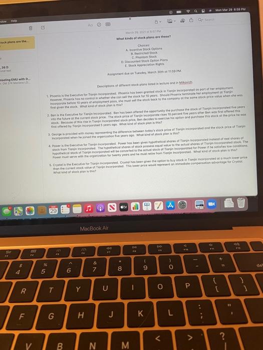 What kibd of stock plans are these? Mon Mar 20 PM