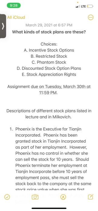 What kibd of stock plans are these? Mon Mar 20 PM