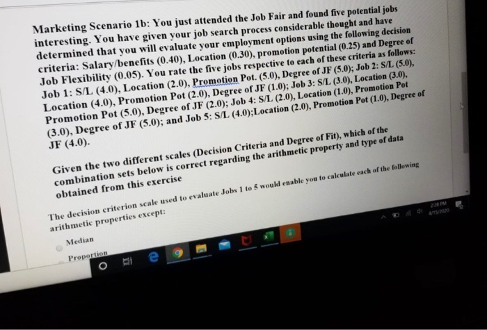question 4 question 5. Marketing Scenario 1b: You