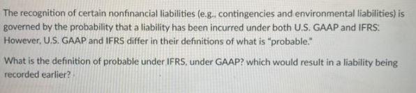 The recognition of certain nonfinancial