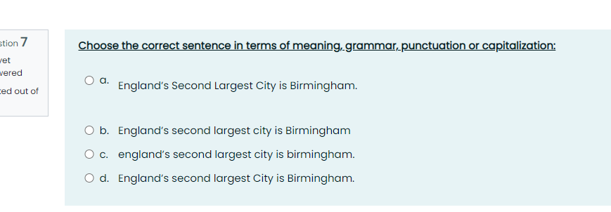 Choose the correct sentence in terms of meaning