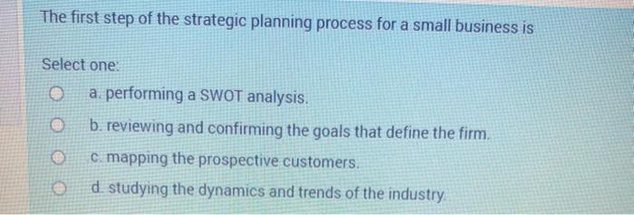 The first step of the strategic planning process