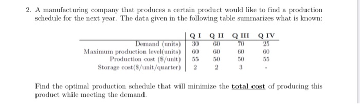 2. A manufacturing company that produces a