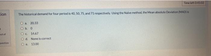 Time left 0:45.02 cion The historical demand for