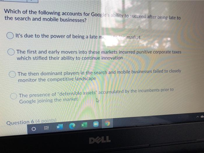 Which of the following accounts for Google's