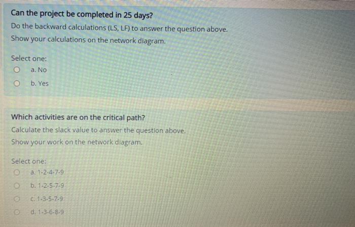 . ered of 1. Draw the network diagram on paper or