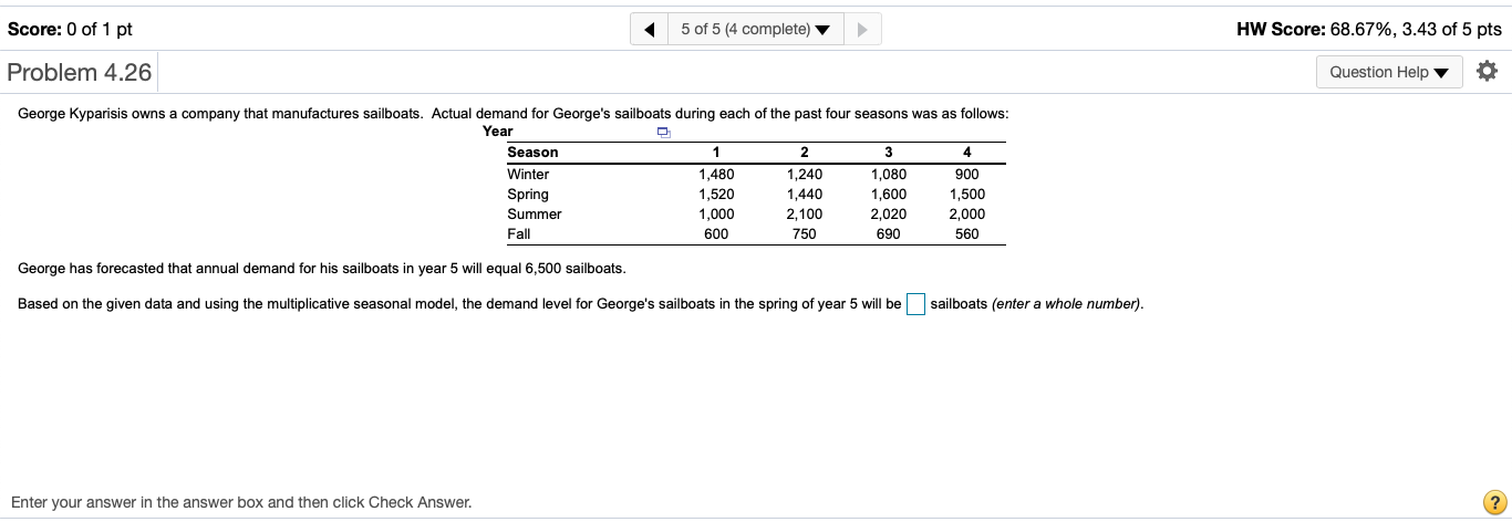 Score: 0 of 1 pt 5 of 5 (4 complete) HW Score: