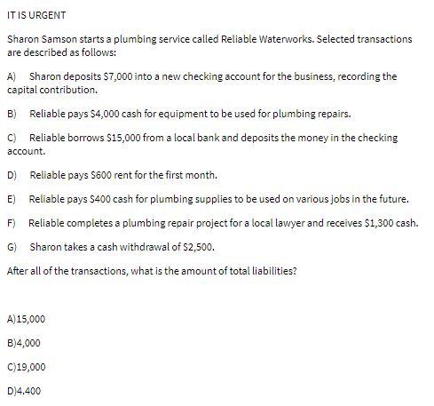 IT IS URGENT Sharon Samson starts a plumbing