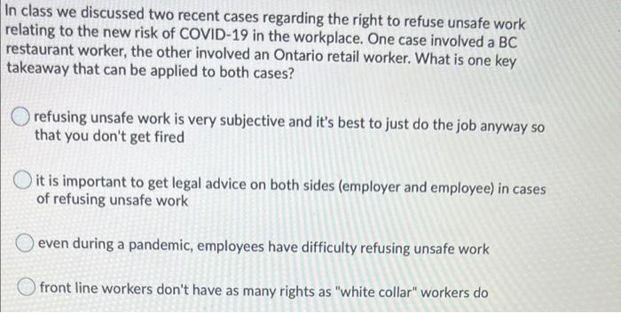 In class we discussed two recent cases regarding