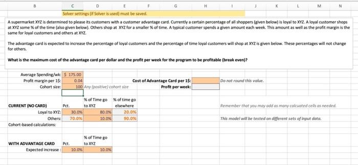 please help, need to use excel to solve N M