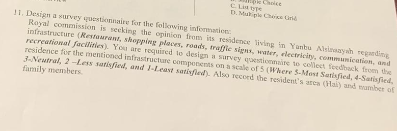 C. List type tiple Choice D. Multiple Choice Grid