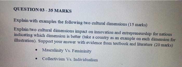 650 words QUESTION 03 - 35 MARKS Explain with