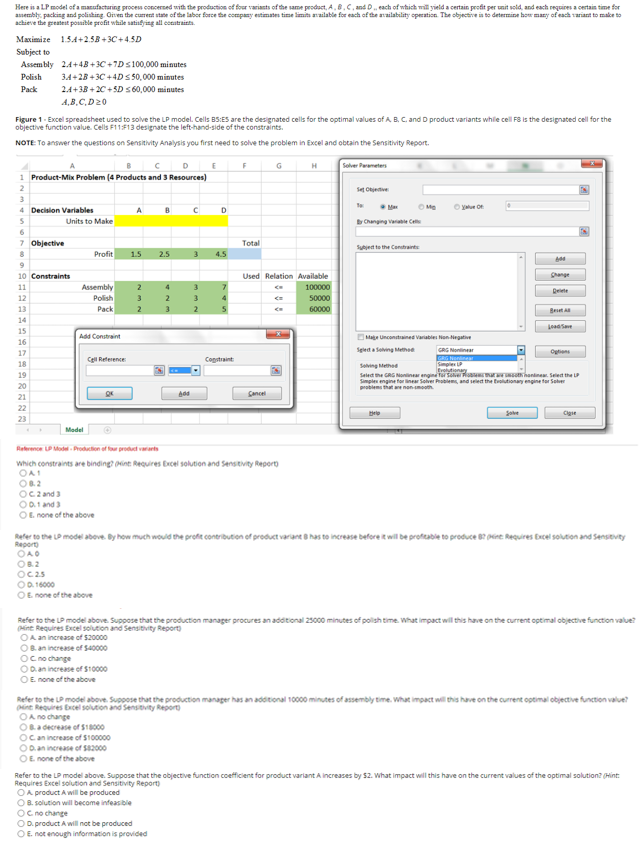 Here is a LP model of a manufacturing process