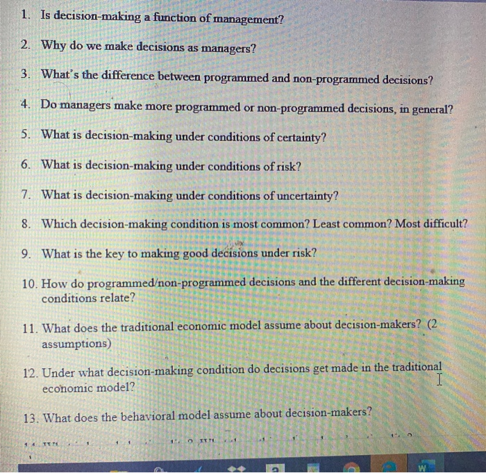 1. Is decision-making a function of management?