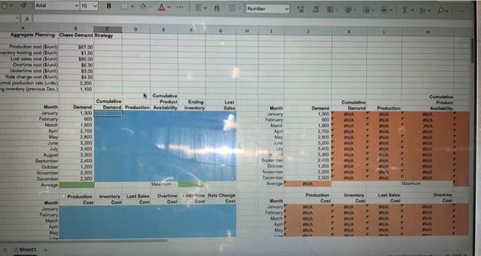 Excel Online Activity: Aggregate Planning - Level