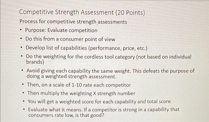 Assignment: Develop a competitive strength