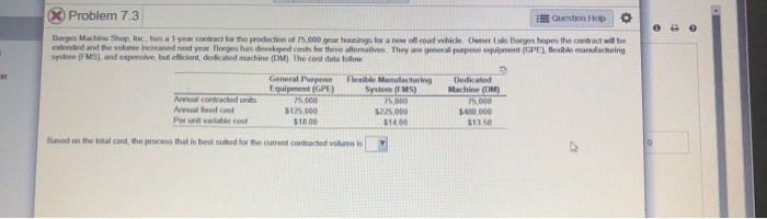 X Problem 7.3 Borges Machine Shop, Inc. has a