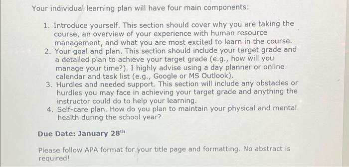 Class: Human Resource Management Your individual