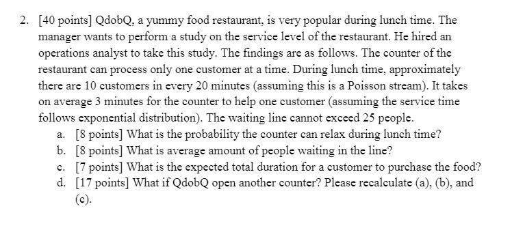 PLEASE ONLY ANSWER D PLEASE ONLY ANSWER D 2. [40