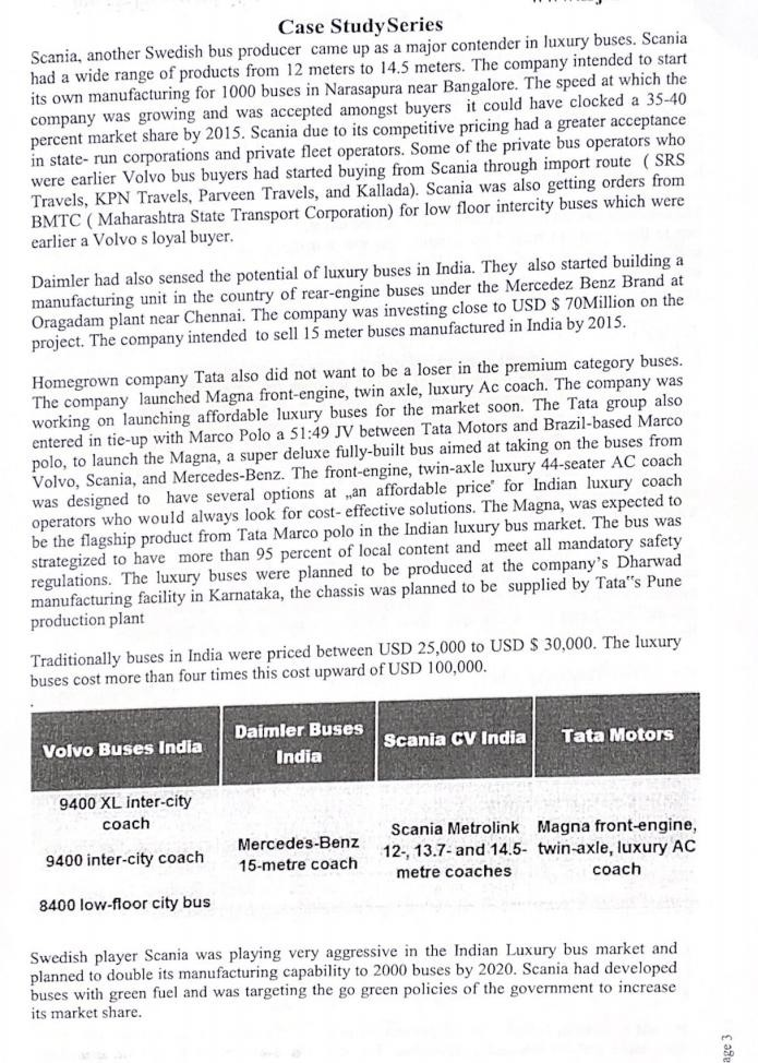 . Required Question . Volvo India Pvt. Ltd.: