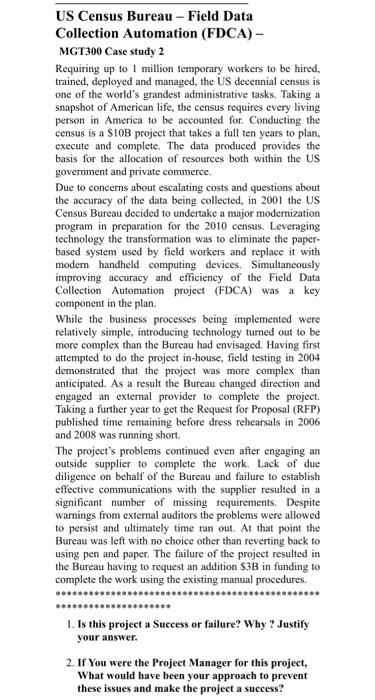 US Census Bureau - Field Data Collection