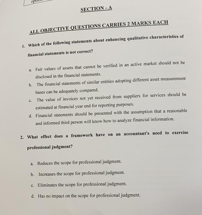 oplin SECTION - A ALL OBJECTIVE QUESTIONS CARRIES