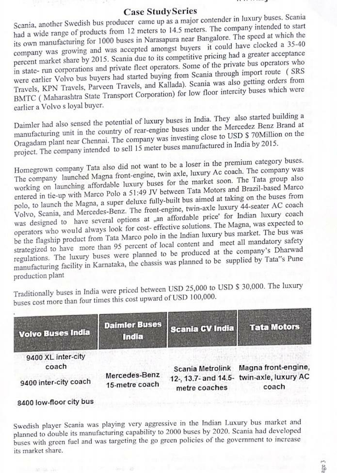 . Required Question . Volvo India Pvt. Ltd.: