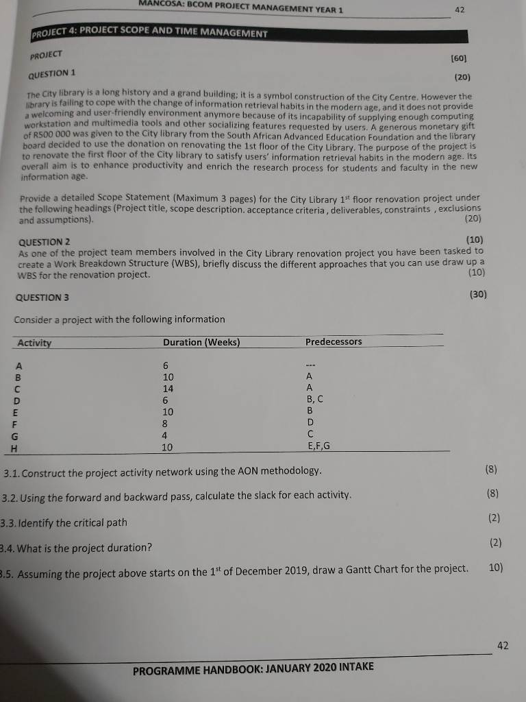 PROJECT 4: PROJECT SCOPE AND TIME MANAGEMENT