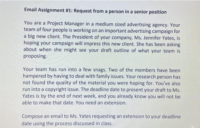 Email Assignment #1: Request from a person in a
