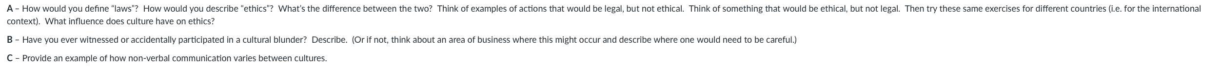 A - How would you define "laws"? How would you