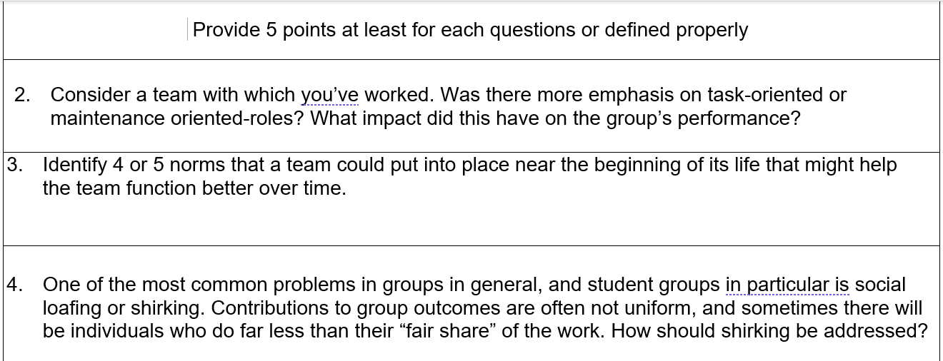 Please answer them from the concept of - Teamwork