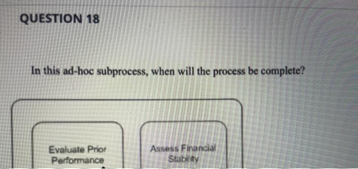 QUESTION 18 In this ad-hoc subprocess, when will