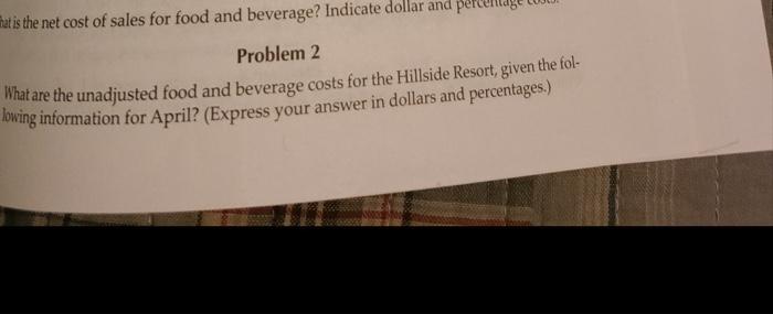 problem 2 a and b trat is the net cost of sales