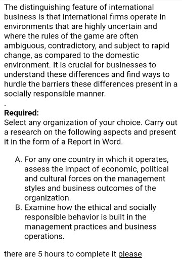 The distinguishing feature of international