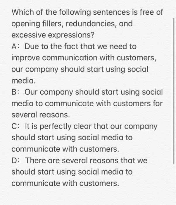 Which of the following sentences is free of